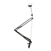 NJS LED 360 Selfie Ring Light with Boom Arm and Phone Holder