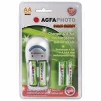 Agfaphoto Economy Overnight Charger with 4x AA 800mAH Batteries
