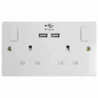 Eagle 2 Gang Switched 13A Socket with 2x 5V 21A USB Sockets
