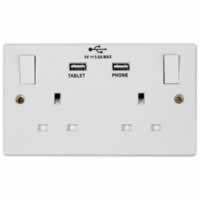 Eagle 2 Gang Switched 13A Socket with 2x USB Sockets