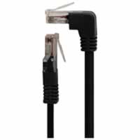 Black Straight RJ45 Cable to Right Angled Upwards Facing RJ45 Cable 0.5M