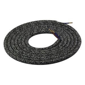 Girard Sudron. Round Textile Cables 2 x 0.75mm. Grey &amp; Black