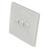 Eagle 2 Way 3 Gang Light Switch Curved Edge 10A