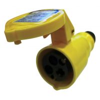 110V Yellow 16A 3 Contact High Current In line Socket
