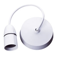 White 60W T1 Pendant Lamp Holder with Ceiling Rose