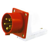 415V Red 16A 5 Contact High Current Angled Inlet Wall Mount