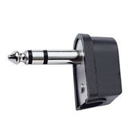 Black 6.35mm Right Angled Stereo Plug with Plastic Cover