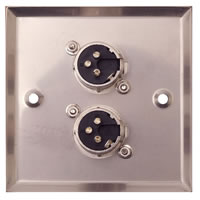 Silver Metal Wall Plate with 2 x 3 Pin XLR Connectors #2