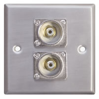 Silver Metal Wall Plate with 2x Phono Sockets Standard Size