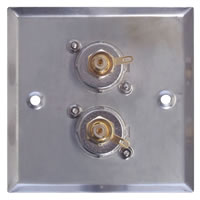 Silver Metal Wall Plate with 2x Phono Sockets Standard Size #2