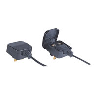 Black 5A Euro Converter Plug. 2 Pole Euro to 3 Pin UK