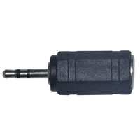 Black 2.5mm Stereo Plug to 3.5mm Stereo Jack Socket