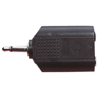 Black 3.5mm Mono Plug to 2x 3.5mm Mono Sockets