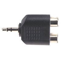 Black 3.5mm Stereo Plug to 2x RCA Phono Sockets