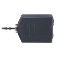 Black 3.5mm Stereo Plug to 2x 6.35mm Stereo Sockets