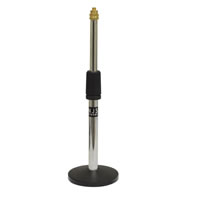 Silver Adjustable Desk Microphone Stand with Heavy Cast Base