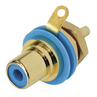 Neutrik Blue Coloured Gold Plated NYS367 6 Phono Chassis Socket