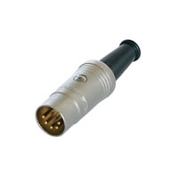 Neutrik Gold Plated NYS322G 5 Pole Din Plug with Rubber Boot