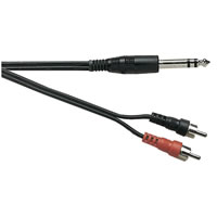 Screened 6.35mm Stereo Jack to 2x Phono Plugs 5m. 25 Pack